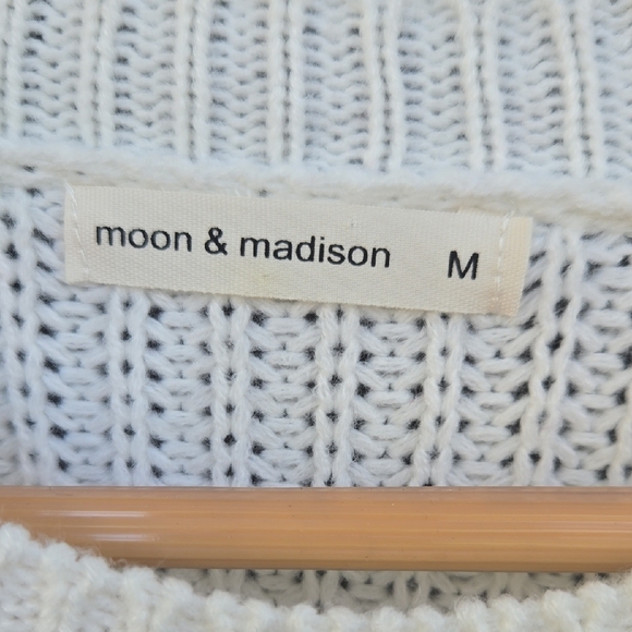 Moon & Madison Striped Purple and White Women's Sweater - Picture 2 of 4